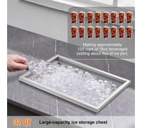 Bac à glace Drop-in, 30,25 L Seau à glace en acier inoxydable, 508 x 355 x 308 mm Bac à glace commercial avec couvercle, Coffre de stockage de glace intégré, Tuyau de vidange et bouchon de vidange fou
