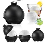 Bac a Glacon Boule, Lot de 4 Star Wars Grand Bac à Glaçons avec Couvercle & Entonnoir, Moule à Glaçons Rond en Silicone sans BPA Pour Boisson Froide, Whisky, Cocktail, Vin, Bière,Gin,Jus- Noir