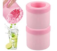 Bac à Glacon,Moule A Glacon Silicone TAIZER 2PCS Bac à GlaçOns Silicone avec Couvercle Seau à Glace Reutilisable Cylinder Machine à GlaçOns Ice Cube Maker Mini Cube à Glace (Couleur rose)