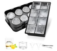 Bac à Glaçons à 16 Compartiments, Lot de 2 Bacs à gros glaçons en Silicone avec Couvercle, Grand Moule Glacon Silicone Empilable, Glçons 5 cm pour Cocktails, Whisky, Vin, Fruits, Glaces