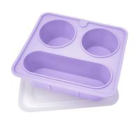 Bac à glaçons antiadhésif flexible avec couvercle à, Purple | Le plateau en silicone anti-fuite empêche les odeurs et les déversements du congélateur avec une conception à