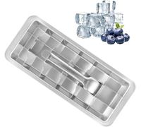 Bac à Glaçons avec 18 Amovible Emplacements Moule à Glaçons En Acier Inoxydable avec Poignée 28,5×12x3cm Moule à Glaçons Carré pour Jus Thé Café