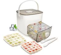 Bac à Glaçons, Box Ice avec Bac de Rangement, Appuyez sur Type Ice Cube Maker, 48 Grille Réutilisable Ice en Réseau de Glace pour les Cocktails et le Jus de Café, Idéal pour la Cuisine (Blanc)