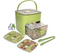 Bac à Glaçons, Box Ice avec Bac de Rangement, Appuyez sur Type Ice Cube Maker, 48 Grille Réutilisable Ice en Réseau de Glace pour les Cocktails et le Jus de Café, Idéal pour la Cuisine (Vert)