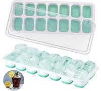 Bac à glaçons en silicone 14 compartiments avec couvercle - Bac à glaçons sans BPA - pour eau, jus et cocktails - vert