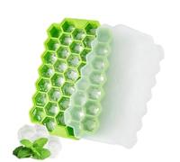 Bac à glaçons en silicone 37 cubes avec couvercle - Empilable et facile à | 20 x 11 x 2,5 cm | Construction flexible en caoutchouc de qualité alimentaire | 37 cubes empilables et faciles à démouler