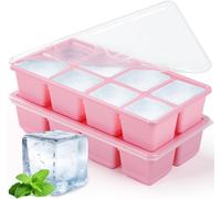 Bac à Glaçons en Silicone 4,5 cm Gros, JRISBO 2 Pack Moule Glaçon Carré XXL avec Couvercle et sans BPA, Empilable Bac a Glacon Barquette Plaque à Glaçons pour Whisky Café Cocktail