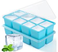 Bac à Glaçons en Silicone 4,5 cm Gros, JRISBO 2 Pack Moule Glaçon Carré XXL avec Couvercle et sans BPA, Empilable Bac a Glacon Barquette Plaque à Glaçons pour Whisky Café Cocktail