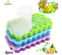 Bac à Glaçons en Silicone avec Couvercle - 3pcs Moule de Glace à Démoulage Facile - Ice Cube Mould - 111 Cubes