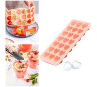 Bac à glaçons en silicone en forme de cœur à 21 trous avec couvercle, sans BPA, pour whisky, cocktail, chocolat (rose)