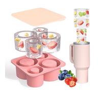 Bac à Glaçons en Silicone pour Tasse Stanley, Paquet de 4 Moules à Glaçons Creux en Silicone avec Couvercle pour Congélateur Boisson Glacée Jus Whisky Cocktail, pour Stanley de 20-40 oz (Rose)