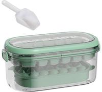 Bac à glaçons portable avec couvercle, 22,6 x 11,9 x 9,4 cm, cuillère incluse, pour spiritueux, boissons, café et cocktails verts.