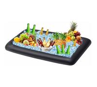 Bac à glaçons pour buffet avec bouchon de vidange, glacière gonflable pour aliments de fête, 132,1 x 61 x 12,7 cm (noir)