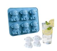 Bac à glaçons pour congélateur, 6 compartiments en forme de singe, réutilisable, retrait facile des glaçons, pour réunions de famille, fêtes, restaurant, pique-nique, camping
