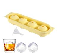 Bac à glaçons rond en silicone, 4 cavités pour grands glaçons, pour femmes, hommes, fêtes à la maison, appartement, bar, pique-nique, boissons, vin, jus, whisky