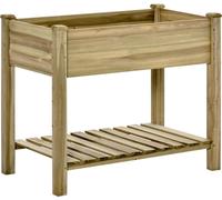 Bac à herbes surélevé avec tablette, bac à plantes en bois, résistant aux intempéries, bac à légumes, bac à plantes pour jardin, balcon, terrasse, 91 x 51 x 76 cm, vert