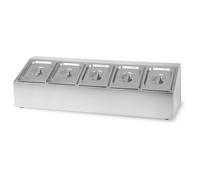 Bac à ingrédients 5 x 1/6 GN - VERTES - Gastronorme - Acier Inoxydable - 100mm de Profondeur - -40° à 300°C - pour Bain-Marie
