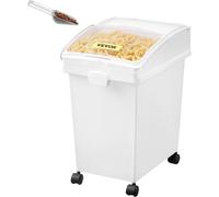Bac à ingrédients, capacité de 5,5 gallons Bac de stockage d'ingrédients, bacs à farine en PP sur roulettes, blanc Bac à ingrédients avec pelle et couvercle coulissant, bacs de stockage commerciaux, 3