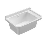 BAC A LAVER EVIER PORTE SAVON 60 CM EXTÉRIEUR JARDIN EN RESINE COULEUR BLANCHE