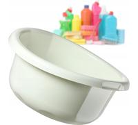 Bac à lessive en plastique - Bac à linge - Volume 11 L - Rond - Avec poignées - Taille L - Blanc crème