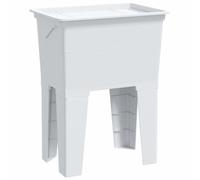 Bac à linge 59x41x75 cm PP blanc avec planche à linge et porte-savon | 100 % PP, trou de trop-plein, autonome, intérieur et extérieur, jardin ou garage
