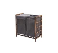 Bac à linge HWC-B60, bois massif 60x60x33cm 68l brun, couvercle gris