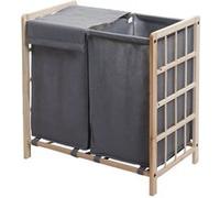 Bac à linge MENDLER HWC-B60, bois massif 60x60x33cm 68l brun clair, couvercle gris Marron G