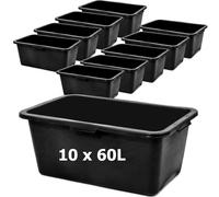 Bac à mortier, 10 pièces, en plastique, 60 litres. Bassin à mortier, 72 cm. Plateau à mortier, boîte à mortier pour le mélange de mortier
