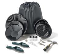 Bac à or VEVOR 10 et 14 pouces, bacs à or en PP, ensemble de 19 pièces. Portable, avec tamis de tri, aimant à sable, pioche, pelles, sac à dos et accessoires, kit de bacs à or, noir