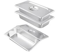 Bac à panure inox - Ensemble de 3 - 32,5 x 17,5 x 6,5 cm - Avec couvercle