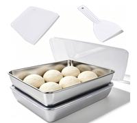 Bac à pâte bac de pousse pizza - Avec couvercle - 36 x 28 x 6 cm - Inox 304 - 2 raclettes