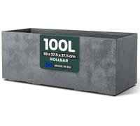 Bac à plantes - Aspect pierre naturelle - 99 x 37,5 x 37,5 cm - 100 litres - Gris - Sur roulettes