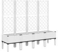 vidaXL Bac à plantes avec treillis - 160 x 40 x 142 cm - PP - blanc