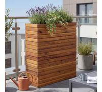Bac à plantes HWC-L21, bac à plantes surélevé Pot de fleurs, carré 77x63x23cm Outdoor Acacia bois FSC®-, brun