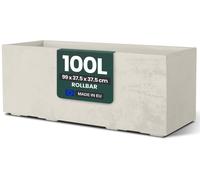 Bac à plantes plastique - 100 L - Blanc crème - Sur roulettes - Intérieur et extérieur