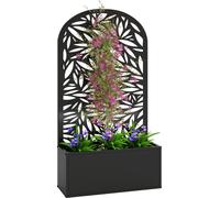 Bac à plantes pour l'extérieur - Jardinière en métal - Brise-vue incurvé - 61 × 23 × 113 cm - Pour balcon/terrasse - Noir