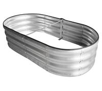 Bac à plantes surélevé - Acier galvanisé - Ovale - Lot de 2 - Argent - Pour légumes, herbes et fruits