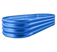 Bac à plantes surélevé - Galvanisé - Ovale - 4 x 2 x 2 ft - Bleu