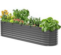 VEVOR Potager Surélevé Métal 240x60x60 cm Carré Potager Surélevé Galvanisé Lit de Jardin Ovale Bac de Jardinage Fond Ouvert pour Culture Légumes Fleurs Herbes Aromatiques Plantes Grasses, Gris Foncé