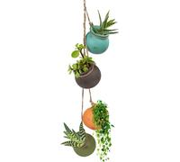 Bac à plantes suspendu - Support en céramique pour plantes succulentes - Pot de fleurs suspendu avec corde de jute - Convient pour l'intérieur et l'extérieur - Décoration de jardin pour bureau d'appar