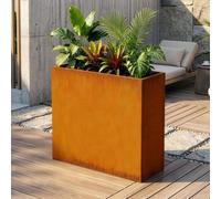 Bac à plantes « Vaargel » - Pot d'intérieur et d'extérieur, 82 x 90 x 30 cm, rectangulaire, en acier Corten (rouille patinée)