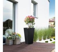 Bac à plantes « Vaargel » - Pot d'intérieur/extérieur 76 x 39 x 39 cm - Colonne en acier galvanisé noir