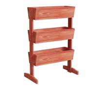 Bac à plantes vertical, construction en bois d'épicéa, design à 4 niveaux, brun rougeâtre