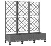 Bac à plantes vidaXL avec treillis et roulettes, gris clair, 120 x 40 x 131,5 cm