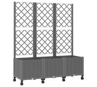 Bac à plantes vidaXL avec treillis et roulettes, gris clair, 120 x 40 x 146 cm