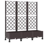 Bac à plantes vidaXL avec treillis et roulettes, marron, 120 x 40 x 131,5 cm, PP