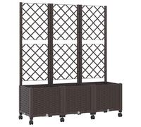 Bac à plantes vidaXL avec treillis et roulettes, marron, 120 x 40 x 146 cm, PP