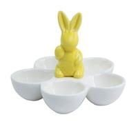 Bac à œufs Bunny (jaune) | En céramique, pour 5 œufs, lapin décoratif coloré comme poignée pratique