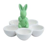 Bac à œufs Bunny (vert) | En céramique, pour 5 œufs, lapin décoratif coloré comme poignée pratique