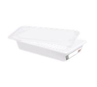 Bac alimentaire plat 3 L HACCP avec couvercle et grille - Blanc